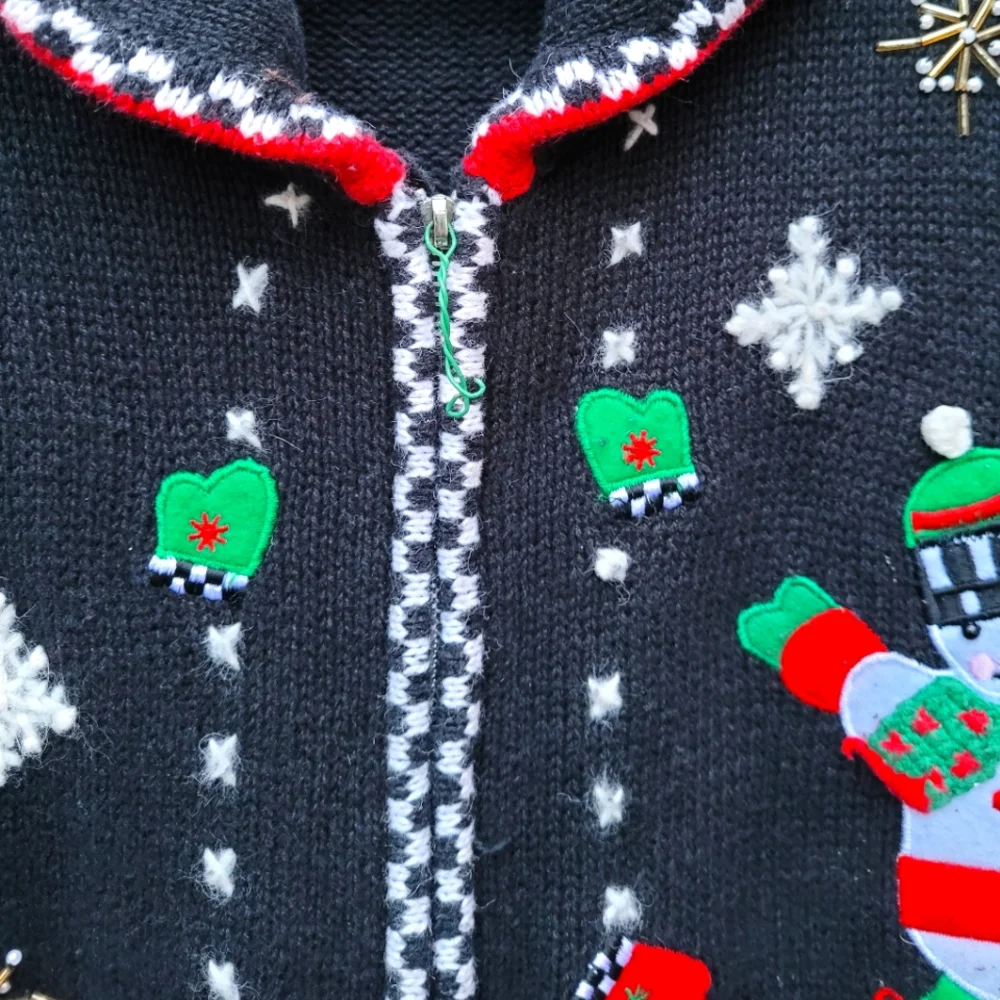 Vintage 1990s/early 2000s beaded embroidered ugly holiday sweater vest